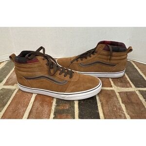 Vans Sk8 Mid - Top Sneakers Brown Suede / Plaid Lace Up Skateboard Shoes Men 13